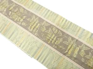 縞に唐花模様織り出し　名古屋帯